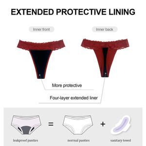 Culottes menstruelles sexy en dentelle à 4 couches anti-fuite personnalisées OEM pour femmes, nouvelle lingerie féminine, <span class=keywords><strong>taille</strong></span> plus, culotte menstruelle, culotte de règles - Product Image 4