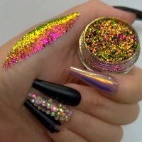 Poudre de paillettes Aurora biodégradable pour maquillage des yeux, pigment scintillant pour fard à paupières, chrome pour ongles, fabrication OEM/ODM en usine