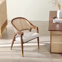 Chaise de salle à manger rétro nordique VL en bois massif et rotin, fauteuil de loisirs individuel pour café, mobilier de restaurant personnalisé