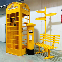 Gladde Hot Sale Oranje Telefooncel Decoratieve Antiek Londen Bloemen Telefooncel Prop Telefoonbox
