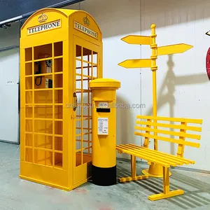 伦敦定制金属黄色公共古董电话亭出售