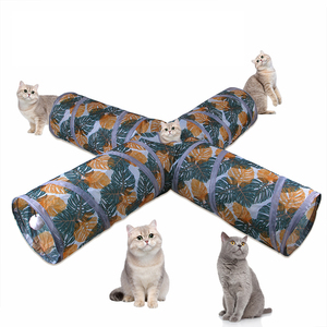 Indoor 2/3/4 5-way Collapsible Polyester Pet Tunnel Tube Foldable Kitty Cat Tunnel with Fun <b>Ball</b> Cat Peek Hole Pet Toys - Product Image 2
