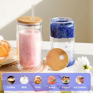 Venta al por Mayor de Vasos de Vidrio Borosilicato de Doble Pared, Resistentes al Calor, Libres de BPA, Preperforados, de 12oz, 16oz y 20oz, Estilo Globo de Nieve - Product Image 3