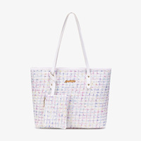 Sac fourre-tout élégant grande capacité, style décontracté, texture tissée, sac à main au design simple, sac à bandoulière pour voyage en extérieur