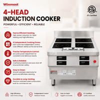 Kompor Induksi Stainless Steel 4 Tungku Heavy Duty Kontrol Independen Mode Hemat Energi Mudah Dibersihkan untuk Dapur Komersial