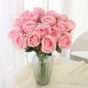 Bouquet de roses artificielles en soie rose, 12 tiges, haute simulation, décoration de mariage et de maison - Product Image 1