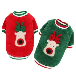Оптовая продажа, забавная Рождественская Одежда для собак, одежда, костюм Санта-Клауса, Новогодняя одежда, теплая толстовка с капюшоном для собак и кошек