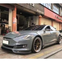 Nouveau kit de pare-chocs en fibre de carbone humide pour Tesla Model S Wide-body 2017 avec feux antibrouillard, spoiler avant/arrière et jupes latérales, ajustement universel