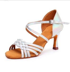 2025 zapatos de baile de seda de tacón alto para mujer, zapatos de baile de fondo suave para mujer, zapatos de salón de Salsa de 8,5 cm para niñas - Product Image 3