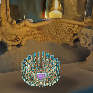 Mô hình Mandala màu xanh lấp lánh nhựa kim cương sơn người giữ Ngọn Nến-trang trí nhà thanh lịch - Product Image 2
