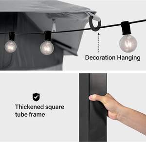 Gazebo de jardin en aluminium avec revêtement en poudre, 10'x13', avec boulons d'extension, tente de fête et abri robuste avec toits doubles - Product Image 4