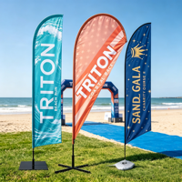 Drapeau de plage personnalisé de qualité supérieure avec logo imprimé par transfert thermique pour la promotion publicitaire