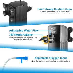 WEIPRO Grande Plástico Ajustável Fluxo De Água Interno Do Aquário Bomba De Filtro 18W Multi-Filtragem Submersível Filtro De Tanque De Peixes - Product Image 5
