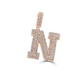 Collier en or blanc 14K avec initiales en diamant N Pendentif avec initiales universitaires de luxe plaqué rhodium - Product Image 5