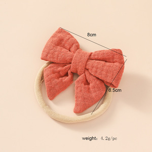 Bandeau pour bébé nouveau-né en mousseline de coton, nœud papillon pour fille, bandeau élastique en nylon pour nourrissons, accessoires pour cheveux en mousseline - Product Image 3