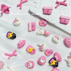 Breloques 3D en métal, motifs Nuages, Lapin, Nœud, <span class=keywords><strong>Série</strong></span> Rose Noir, style Doux et Adorable, pour DIY, pendentifs, fournitures d'artisanat et décorations pour coques de téléphone - Product Image 4