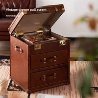 Table d'appoint vintage en bois massif, style antique, avec tiroir amovible, armoire d'angle, table de bar à cigares haut de gamme, table de chevet de style américain