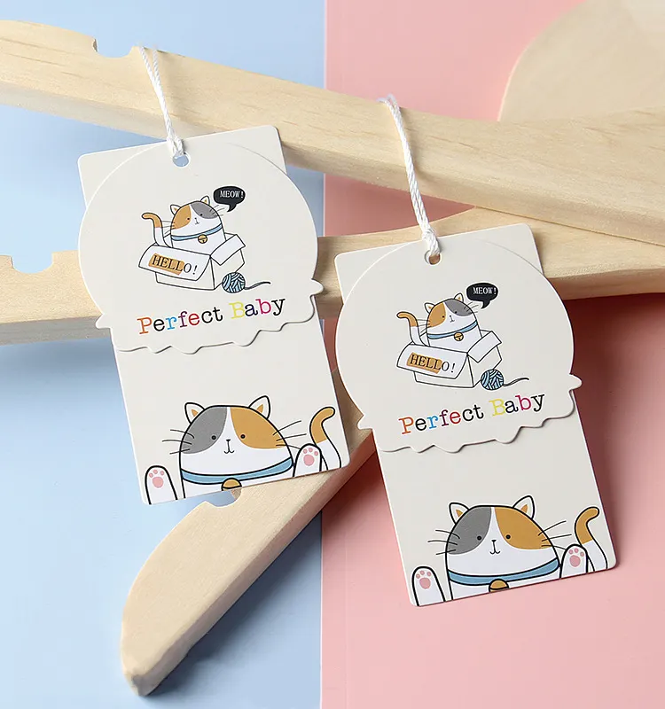 Hot Sales Cute Children's Clothing Labels Tag Children's Cartoon Custom Hang Tags Animal Garment Tag