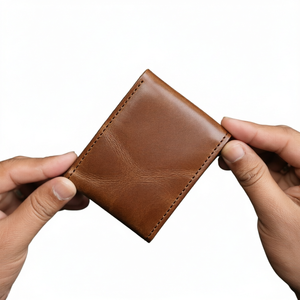 Cartera Bifold de Cuero Genuino, Tarjetero Corto, Bolsillo Delgado para Efectivo, Unisex, Minimalista, para Uso Diario - Product Image 1