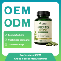 Extrait de thé vert OEM ODM, capsules d'extrait de thé vert 800 mg 98% EGCG Antioxydant Sans OGM Sans gluten Végétalien Complément alimentaire