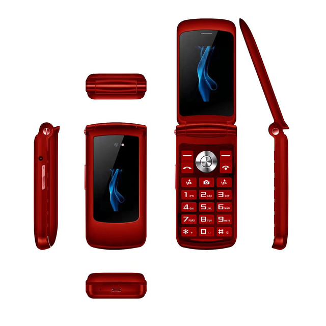 New Product J10 Dual Screen 2.4inch & 1.77inch Dual SIM Card Flip Mobile Phone 4G LTE