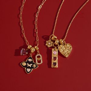 Collana MICCI Minimalista con Cuore e Croce in Zirconia Cubica, Catena a Maglie in Acciaio Inossidabile Placcato Oro 18K, Regalo di San Valentino per Donne - Product Image 1