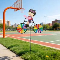 Moulins à vent décoratifs d'extérieur pour enfants, jouet de jardinage en forme de personnage de dessin animé à vélo