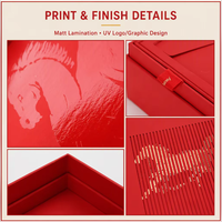 Emballage de Carte Cadeau Festive, Boîte en Deux Pièces, Personnalisée avec Motif Cheval en Feuille d'Or, en Carton, pour Ensemble de Célébration du Nouvel An, Vente au Détail