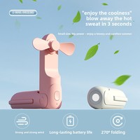 Kipas Tangan Lipat Portabel dengan Power Bank, Kipas Mini Pendingin Tiga Kecepatan, Kipas Saku untuk Perjalanan Luar Ruangan, OEM ODM Grosir