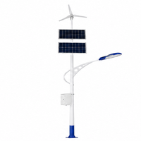 Lampadaire LED hybride solaire-éolien double alimentation, étanche IP65 avec contrôleur MPPT intelligent et batterie LiFePO4 pour routes et jardins