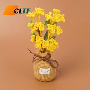 Fleurs au crochet faites à la main, bouquet de fleurs au crochet en forme de chèvrefeuille, cadeau de Saint-Valentin <span class=keywords><strong>pour</strong></span> la décoration intérieure - Product Image 1