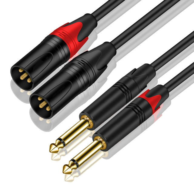 XLR Male to 1/4 Inch TS Microphone Cable for Speaker, Mixer