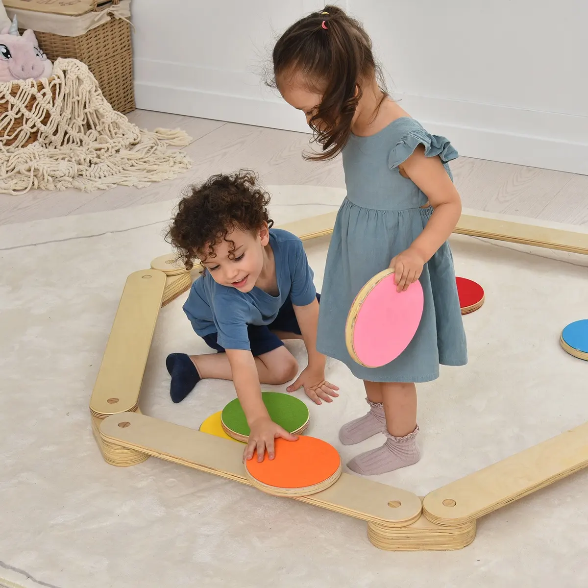 Fitness Sports Wooden Children Indoor Exercise Toy Baby toddler Montessori foldable Balance Beam toy