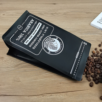 Sachet d'emballage souple personnalisé à fond plat carré à huit soudures, avec soufflet latéral, valve et fermeture éclair, pour café et snacks