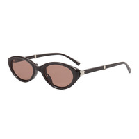 Kacamata Hitam Bingkai Kecil Mata Kucing Wanita Kacamata Hitam UV400 Oval Sempit Antik Retro Kacamata Hitam Fashion Jalanan Gadis Populer