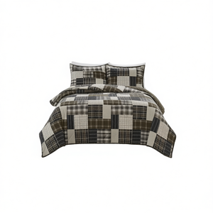 Juego de Edredón D0100HR2CYJ, Tamaño Queen, Reversible, Diseño a Cuadros, 3 Piezas, para Todas las Temporadas, Textil para el Hogar - Product Image 1