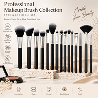 Pinceaux de maquillage professionnels avec logo personnalisé, manche en bois noir, ensemble complet de pinceaux cosmétiques