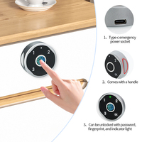Cerradura inteligente para cajón de huellas dactilares para gabinete de madera Cerradura electrónica de panel táctil de 3 dígitos con acceso sin llave, recargable por USB