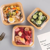 Ventes Flash Soton en Stock Nouveau Design Boîte Octogonale Rectangle de Salade à Emporter en Papier Kraft de Haute Qualité avec Couvercle