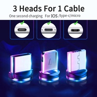 Câble de charge magnétique 3 en 1 de forme ronde, câble magnétique Micro USB Type C Ip, cordon pour la charge d'un iPhone