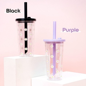 24oz 750ml BPA Free Custom Plastic Tumbler Bubble Tea Bottle <b>Reusable</b> Smoothie <b>Cup</b> <b>with</b> Straw - Product Image 6
