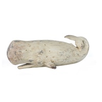 Statue d'animal marin en résine, aspect bois, décoration de baleine pour la maison, sculpture de table, décoration intérieure, bleu antique fait main