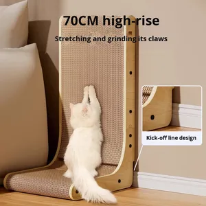 Tiragraffi per Gatti a Parete a L di Alta Qualità, in Cartone Ondulato, Resistente, Giocattolo per Affilare le Unghie, Offerta Speciale - Product Image 1