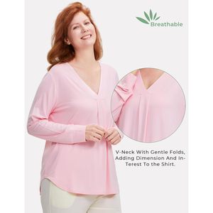 Women's Bamboo Viscose Sleep Shirt <b>Long</b> <b>Sleeve</b> Relaxed Fit Soft Pajama <b>Top</b> Large Size Sleep <b>Tops</b> Cotton Modal Sleep Shirt - Product Image 3