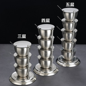 Stainless Steel Condiment Container Set 3 4 5 Layer Stackable With Lid For Kitchen Spice Storage - Product Image 1