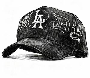 Casquette de baseball streetwear <span class=keywords><strong>Latino</strong></span> personnalisée brodée, style vintage délavé et vieilli, avec patchs gothiques LA, étoile, couronne, croix et visière pare-soleil - Product Image 6