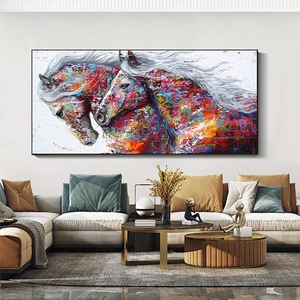 Kit de <span class=keywords><strong>peinture</strong></span> <span class=keywords><strong>diamant</strong></span>ée Songwoo, motif abstrait horizontal coloré, deux chevaux, avec diamants ronds complets - Product Image 3