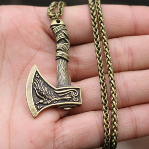 Viking Necklace Hammer Norse Jewelry <strong>Mjolnir</strong> Necklace Amulet <strong>Pendant</strong> With Chain Crow Necklace for Men - Product Image 6