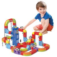 Juego de Tren Magnético, Bloques de Construcción DIY, 207 Piezas, Pista Educativa STEM con Torre Elevadora para Niños de 3+ Años, Regalo