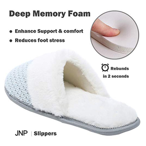 Cómodo deslizamiento de espuma de memoria azul claro antideslizante Suela antideslizante cálida interior al aire libre zapatilla - Product Image 5